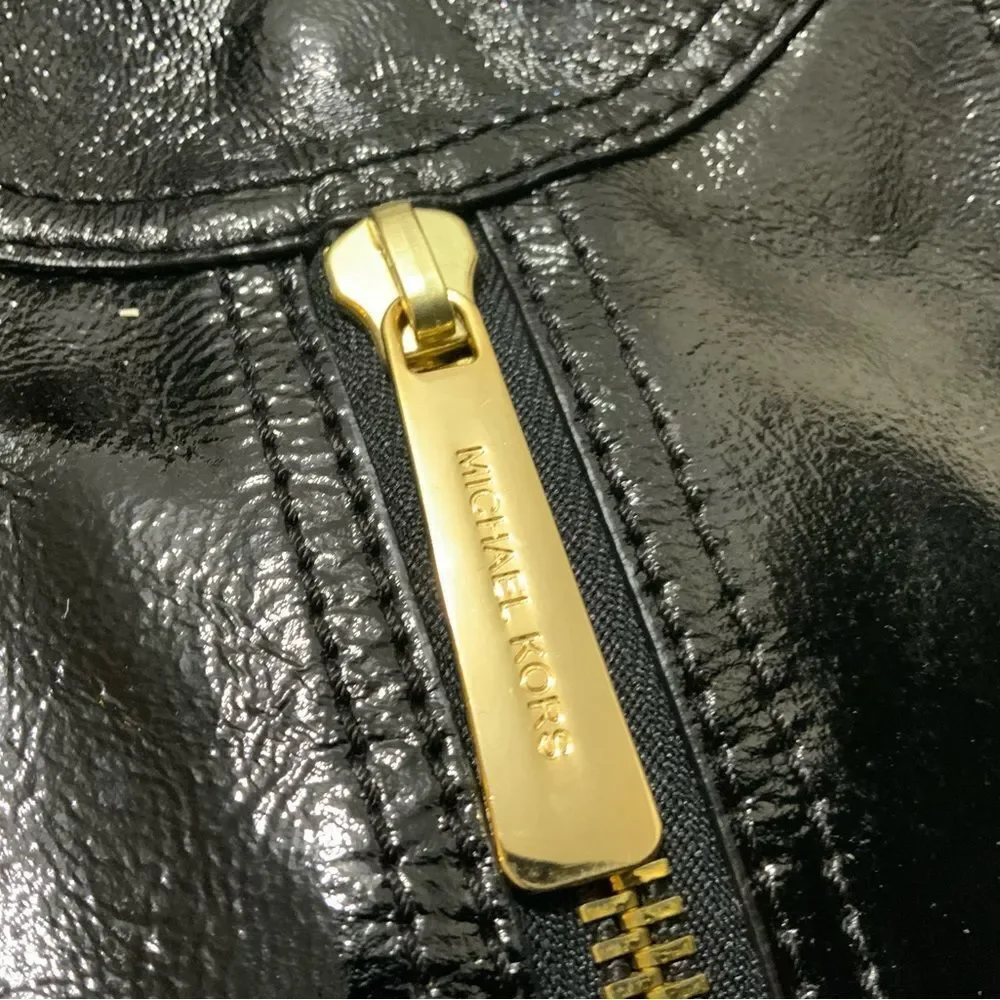 Michael Kors Textured Leather Zipper Shoulder Black Bag Purse - Picture 5 of 15